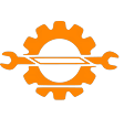 logo da empresa, emgrenagem com uma chave atravessada